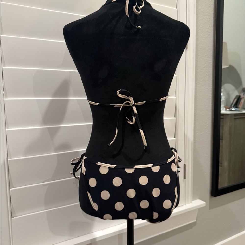 NEW J Crew Black and Cream Striped and Polka Dot Reversible Bikini - Picture 3 of 4